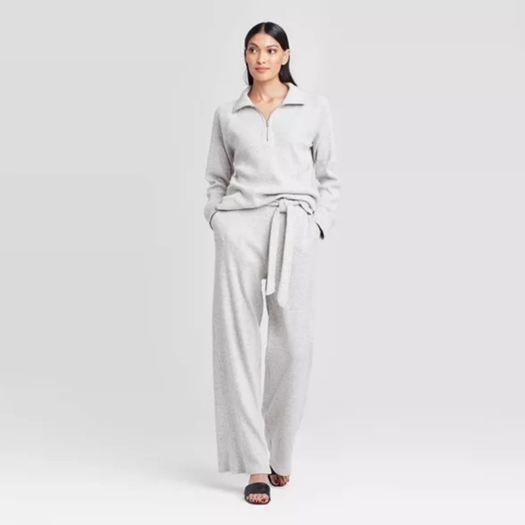 Who What Wear Wide Leg Top & Pants Lounge Set Gray - Picture 7 of 7